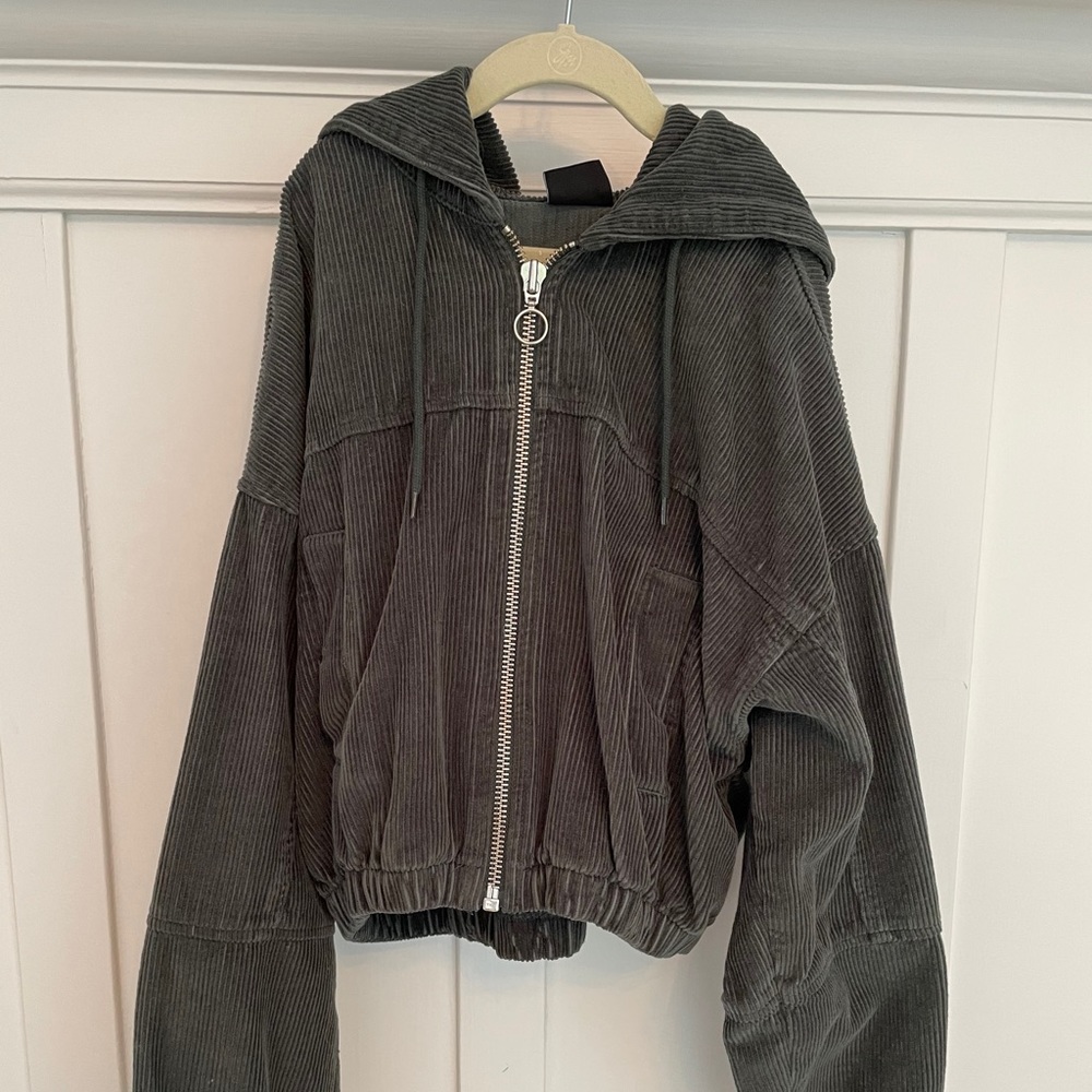 Urban Outfitters Corduroy Cropped Hoodie Jacket